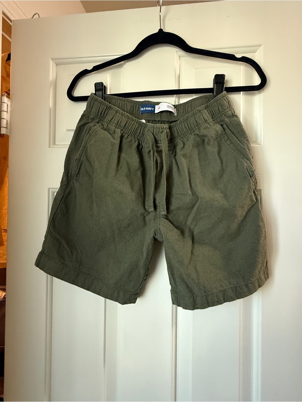 Like new! Old Navy Men's Olive Drawstring Linen Blend Shorts
